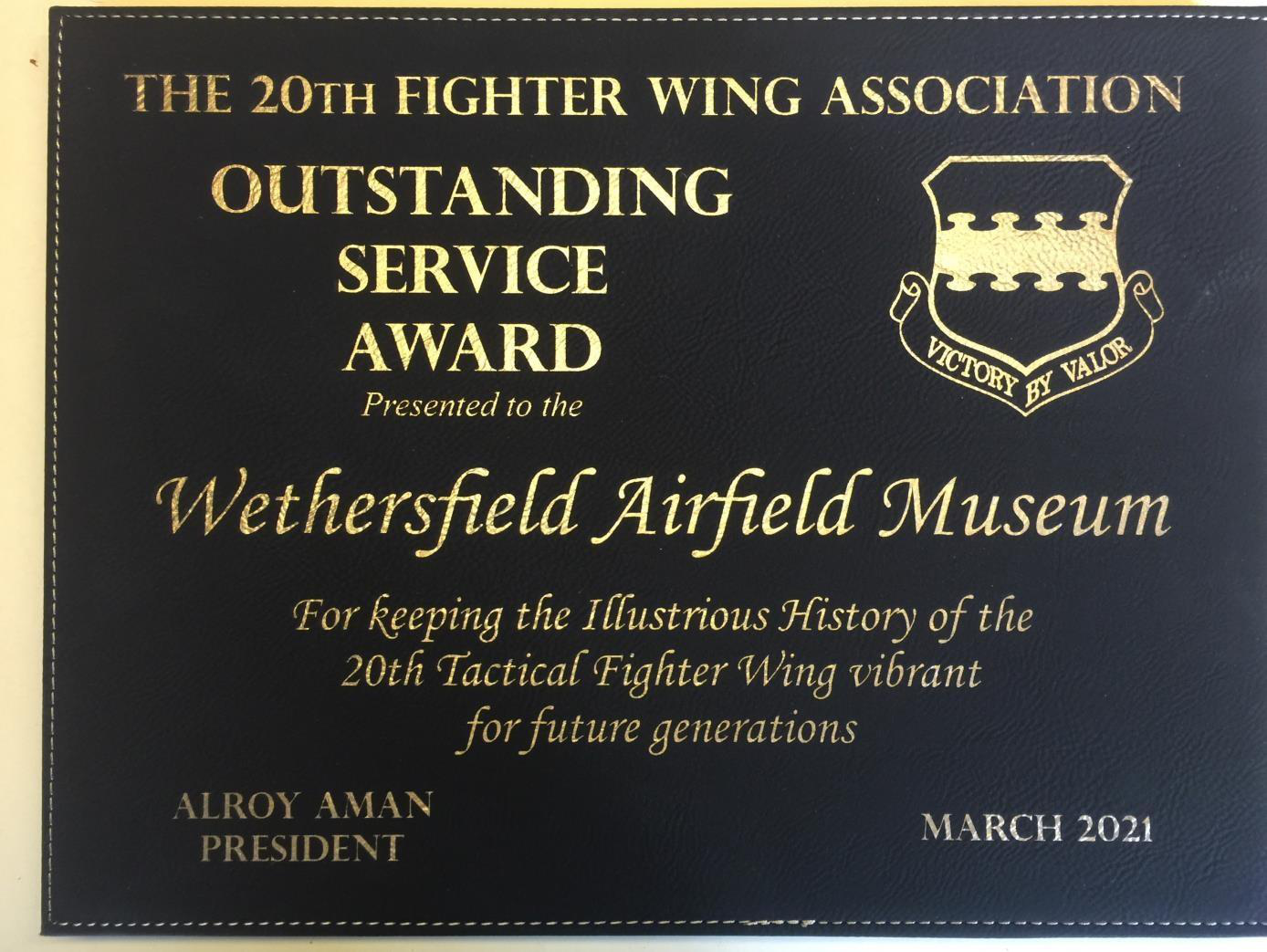 Wethersfield Airfield Museum Outstanding Service Award