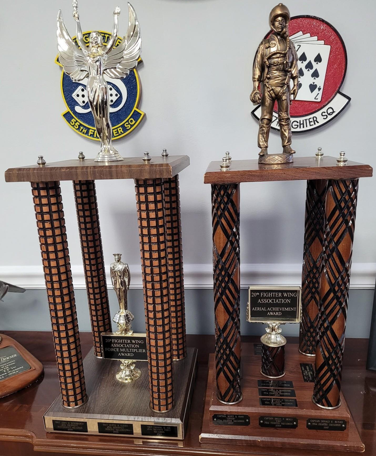20th Fighter Wing Association Aerial Achievement and Force Multiplier award trophies